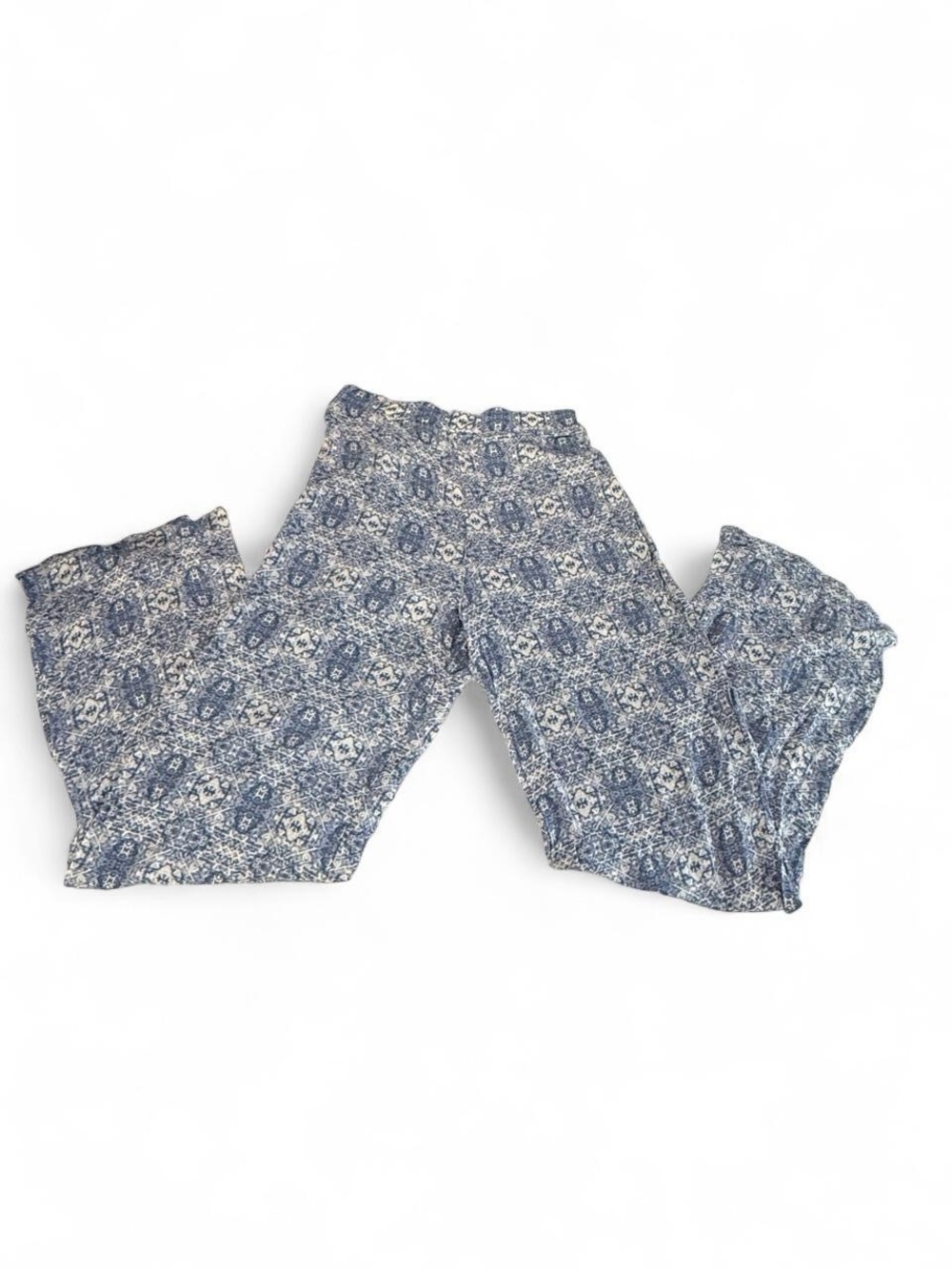 Mi Ami Blue & White Geometric Palazzo Pants